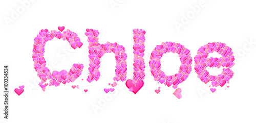 Chloe female name set with hearts type design photo