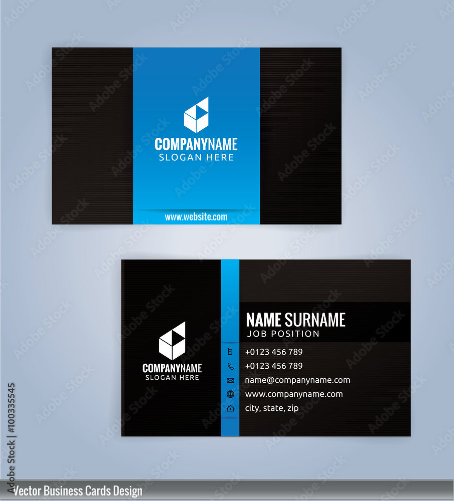 Black and Blue modern business card template, Illustration Vector 10