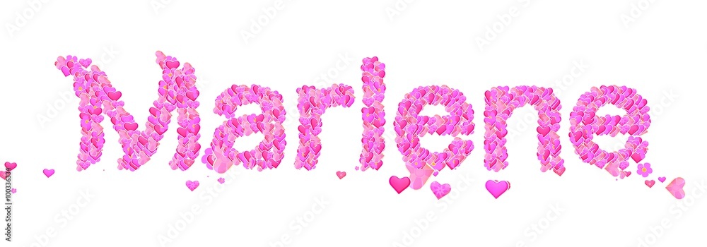 Marlene female name set with hearts type design