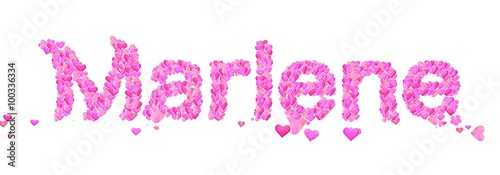 Marlene female name set with hearts type design photo