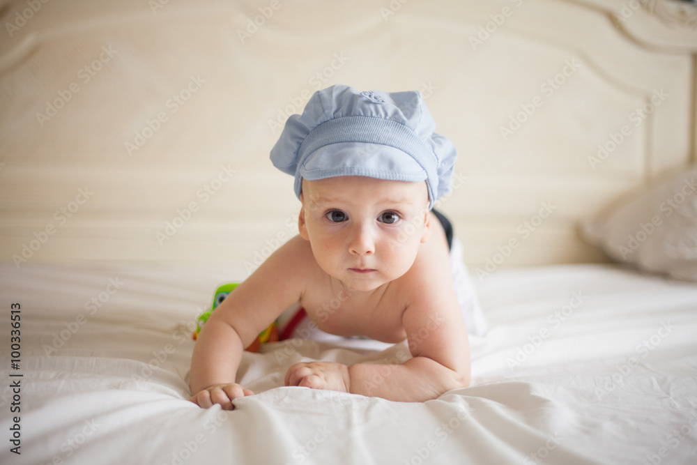 The baby on the bed The baby on the bed