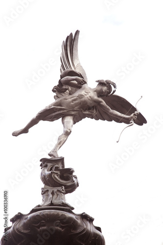 Canvas Print Statue of Eros in Piccadilly Circus by Gilbert (1893), London, UK in Black and W