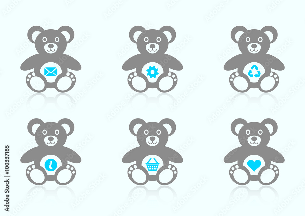 Teddy bear icons with website icons Teddy bear icons with website icons