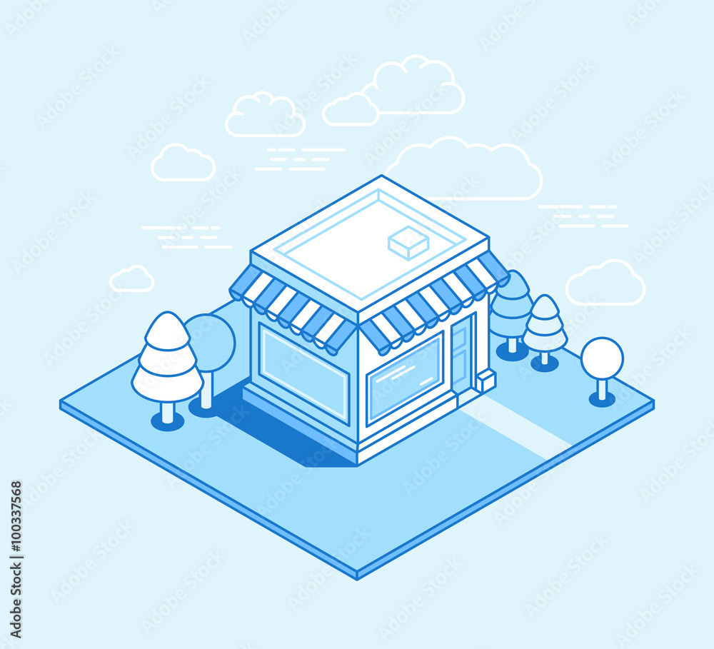 Obraz premium Vector shop building isometric illustration