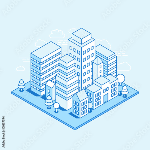 Vector city landscape isometric illustration
