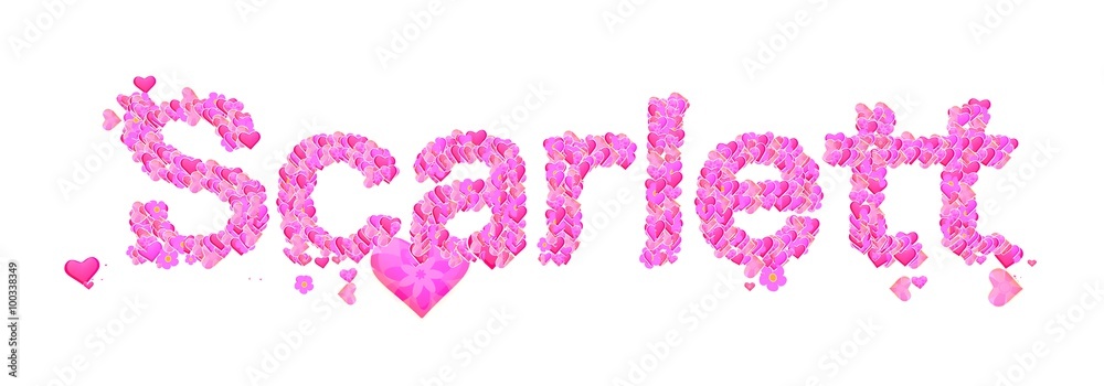 Scarlett female name set with hearts type design