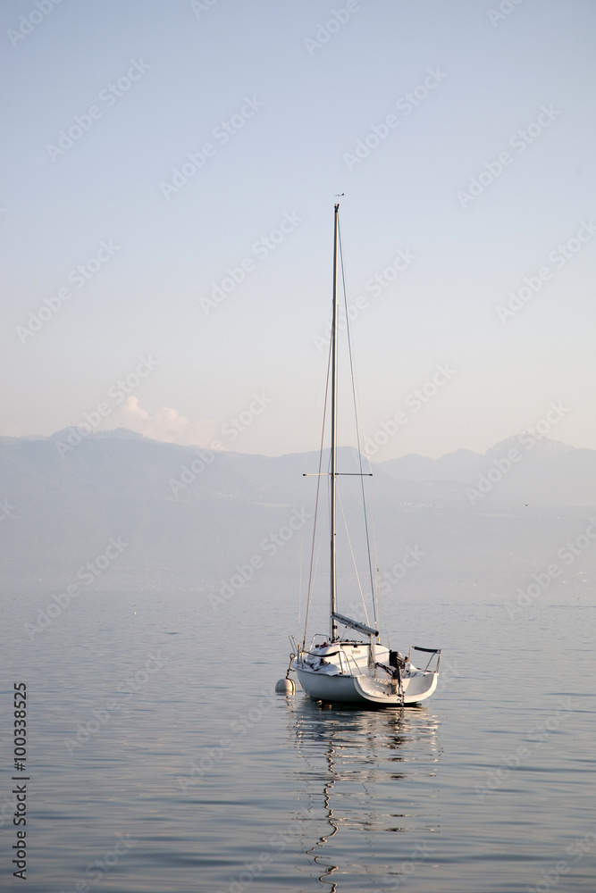 Yacht on Lake; Geneva; Lausanne; Switzerland