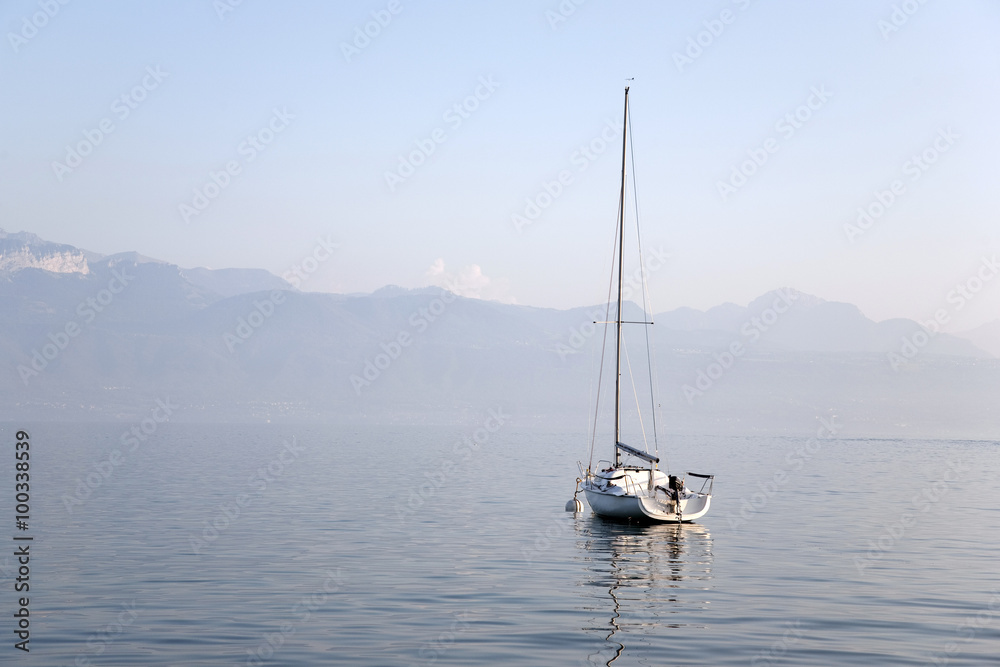 Yacht on Lake Geneva; Lausanne; Switzerland