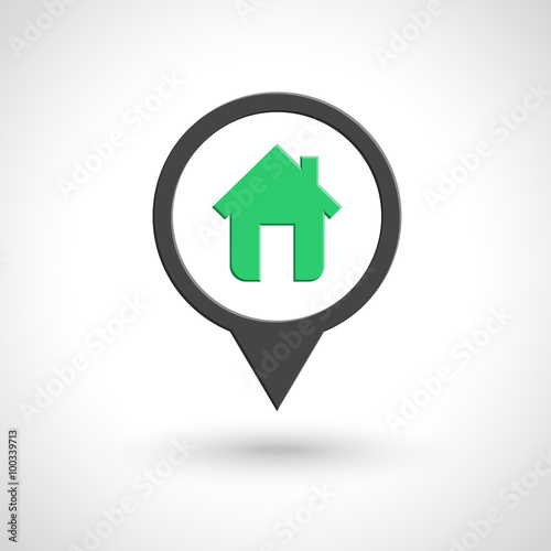 House icon as map pin concept. Map pointer design for real estate.