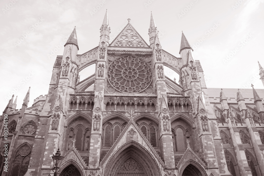 Westminster Abbey; London in Black and White Sepia Tone
