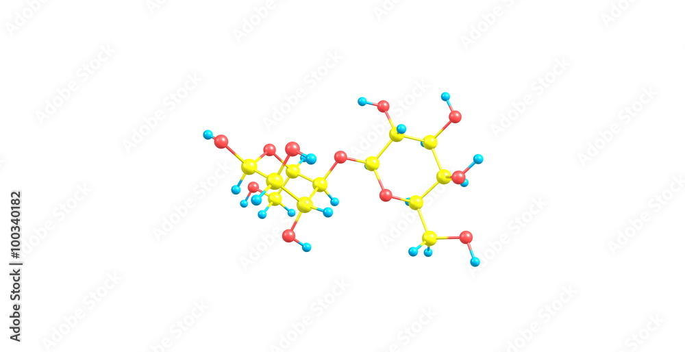 Lactose molecular structure isolated on white