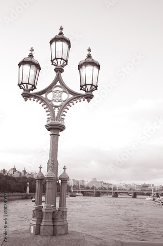 Westminster Bridge Lamppost  London in Black and white Sepia Tone © kevers