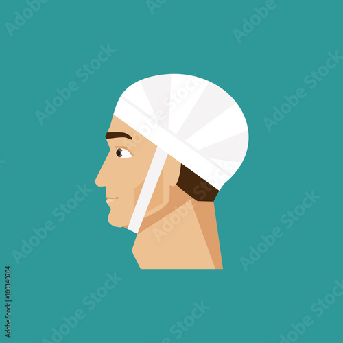 Bandaged head. Vector illustration