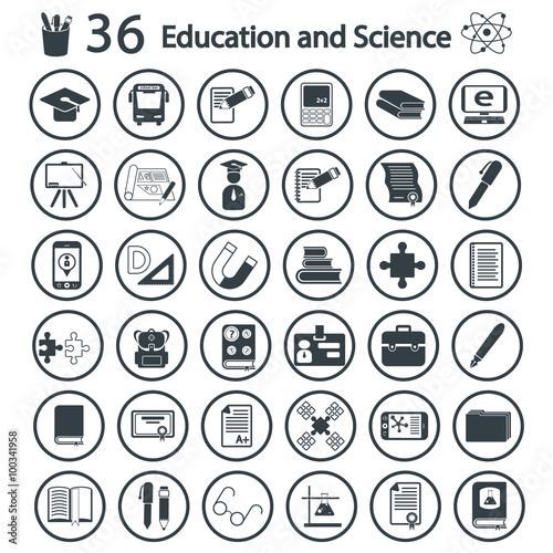 education and science icons set