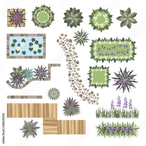 set of vector elements for landscape design