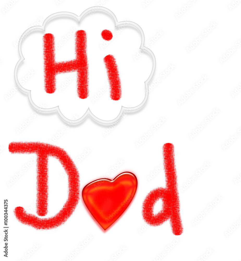 HI DAD card - child's artwork on white background 
