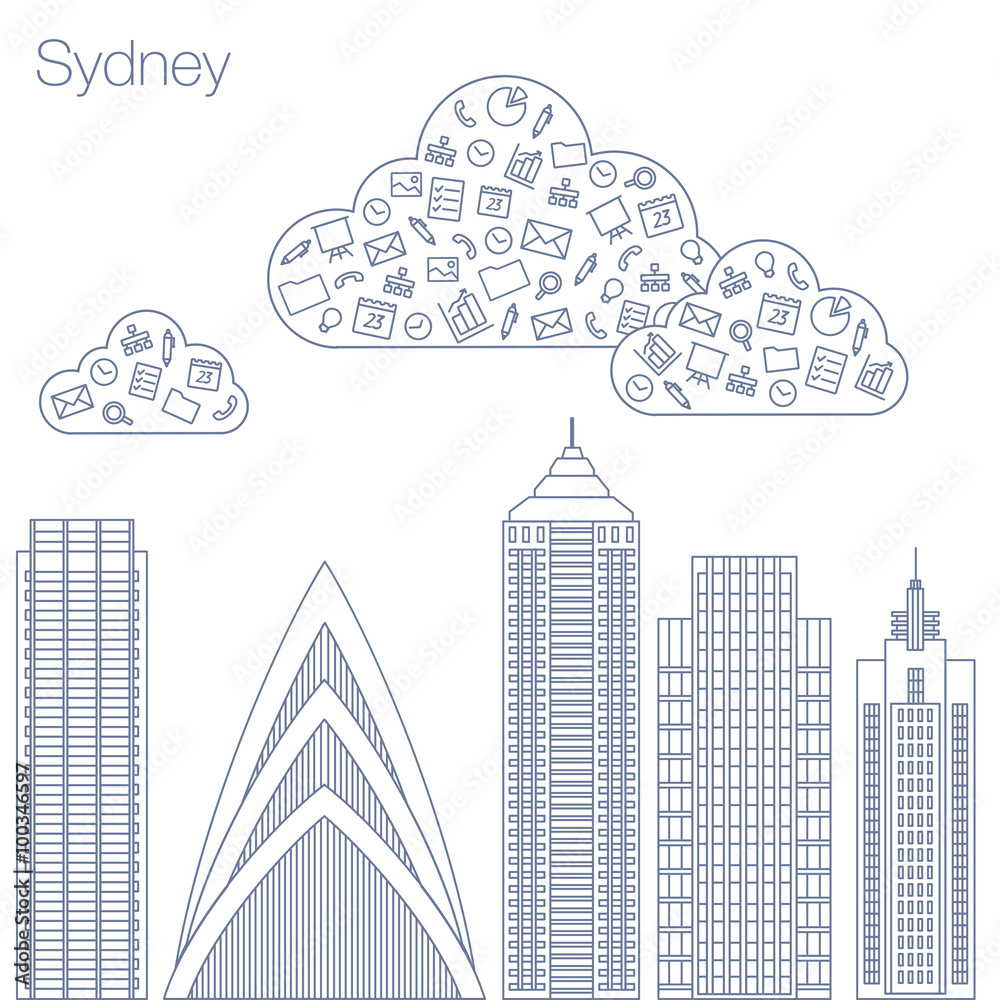 Fototapeta premium Icons Internet programs and social networking in the city