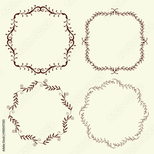 Set of 4 hand drawn frames, vector