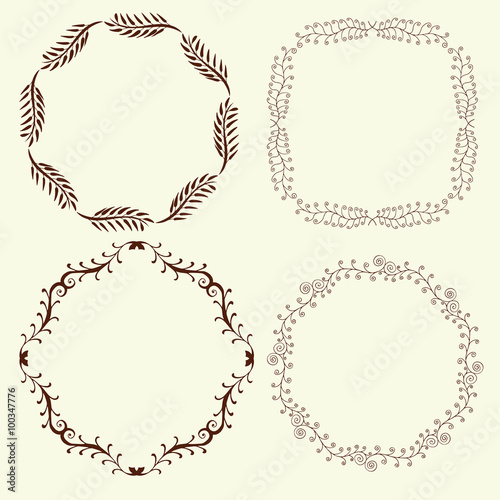 Set of 4 hand drawn frames, vector