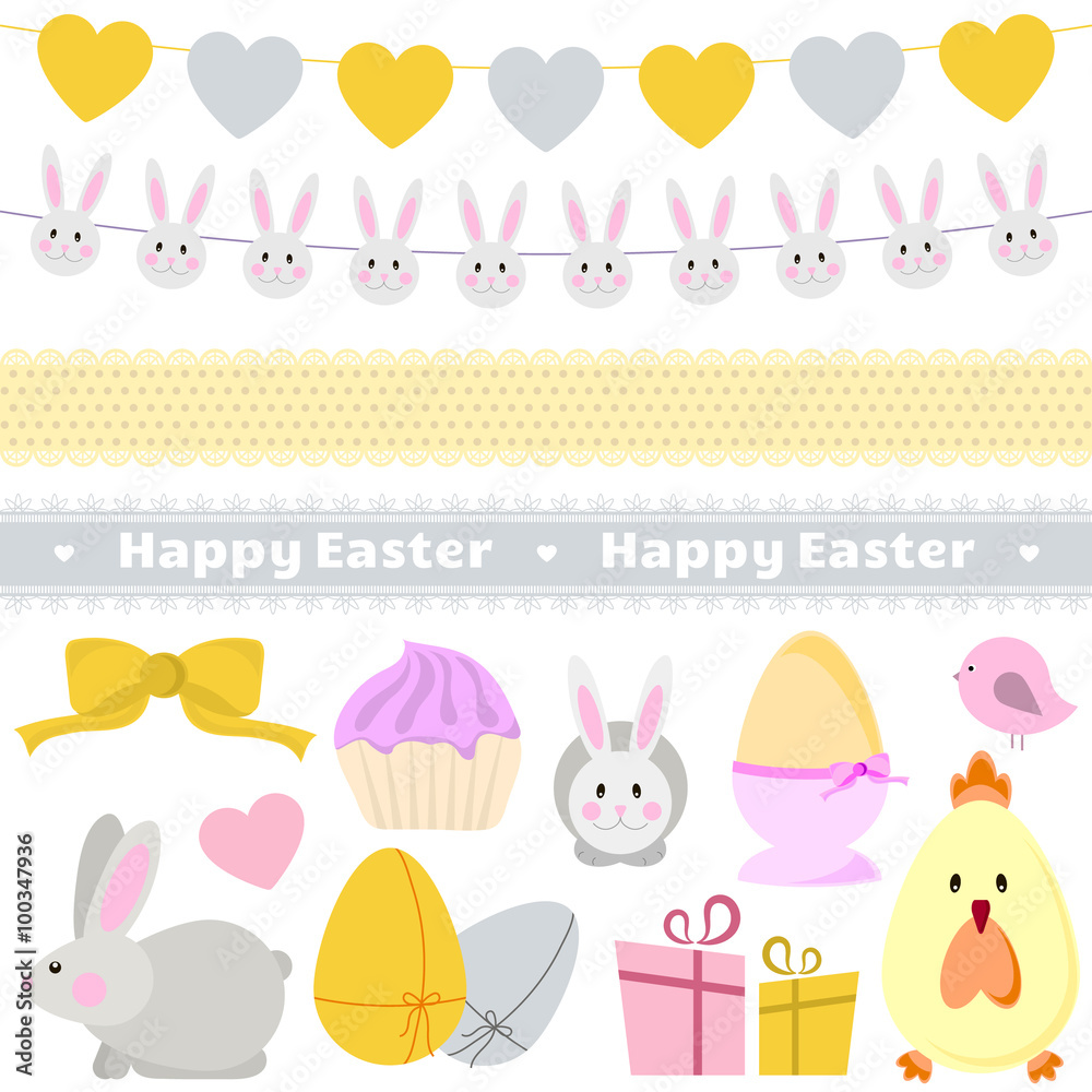 Easter decoration vector set Easter decoration vector set