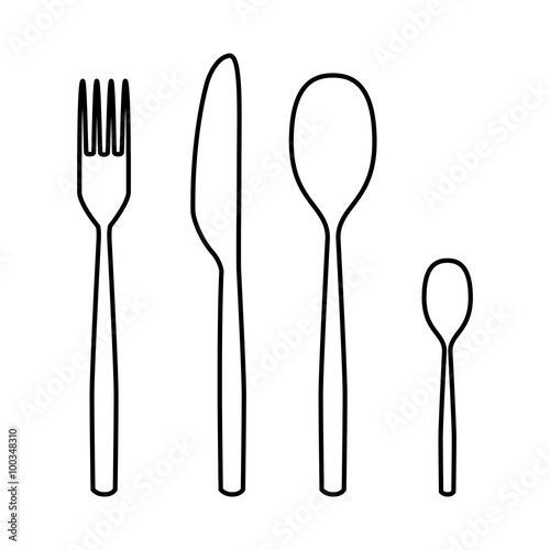 Fork spoon knife line icon