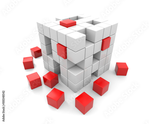 3D red and white cubes