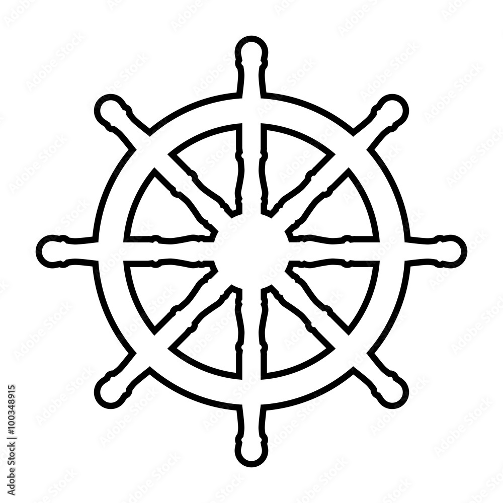 Ship wheel line icon