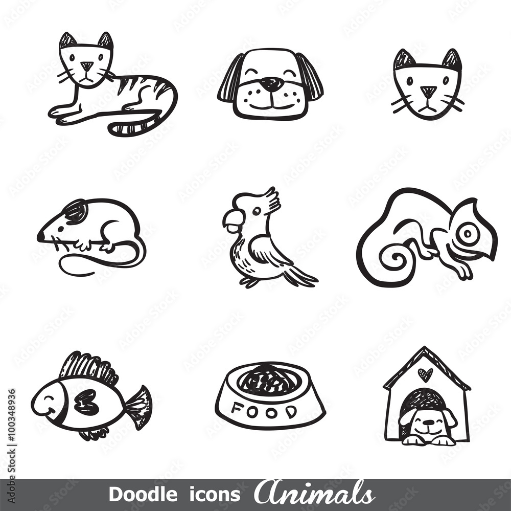 Fototapeta premium Doodles icons with animals