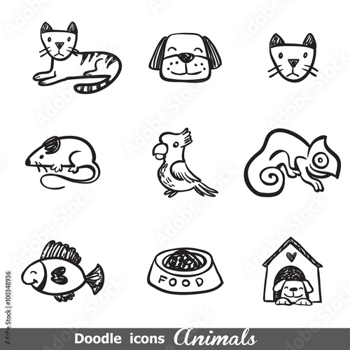 Doodles icons with animals