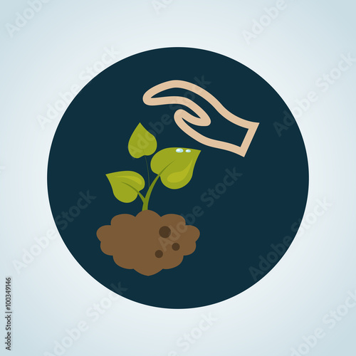 Color illustration of people care under the plant