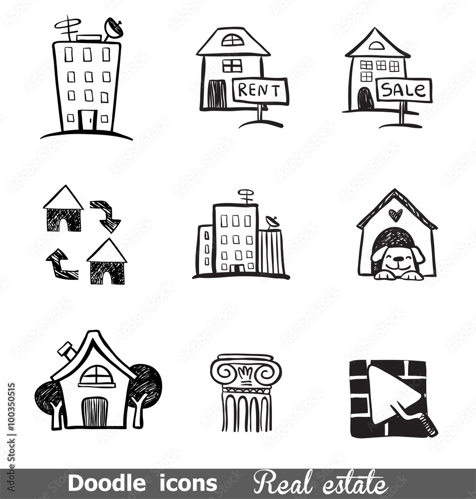 Doodles icons real estate