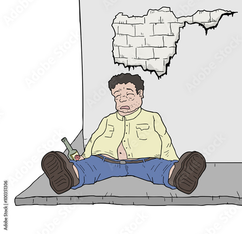 drunk man illustration