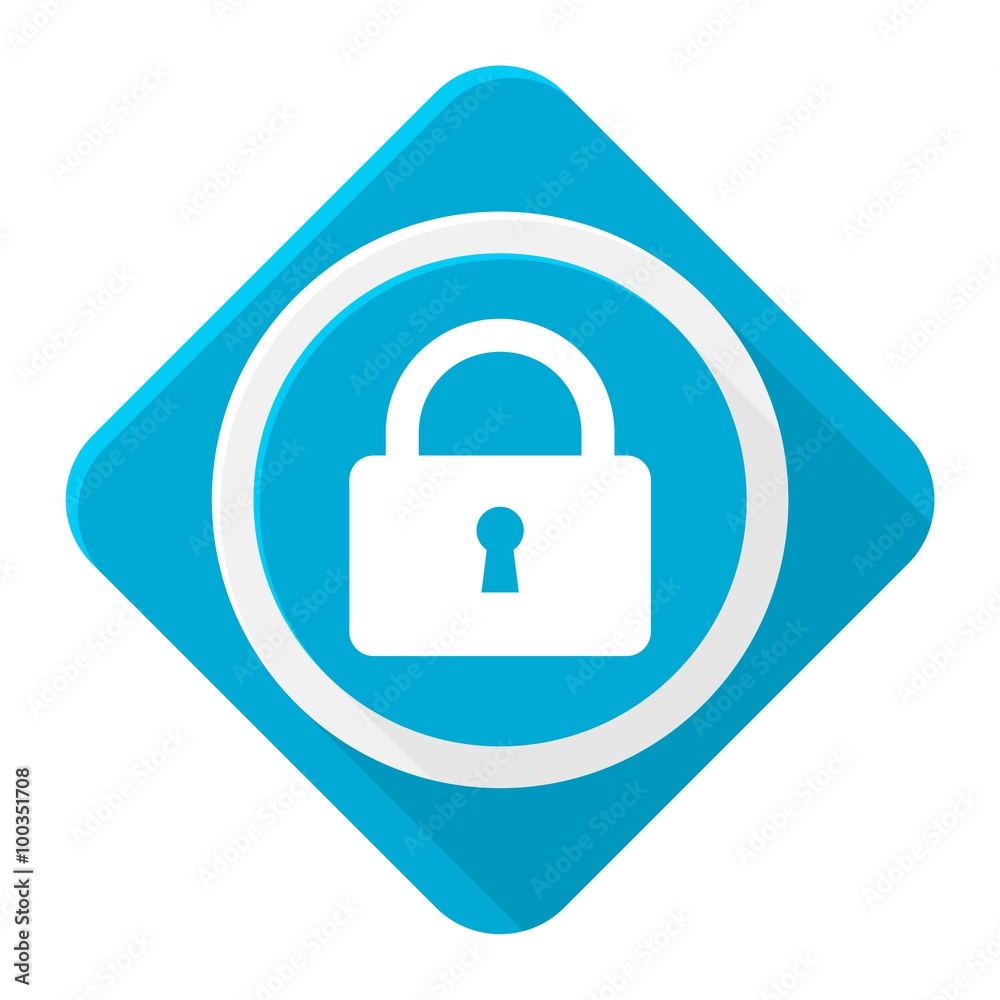 Blue icon lock with long shadow Blue icon lock with long shadow