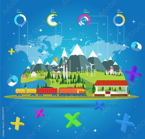 train station and design elements on tablet