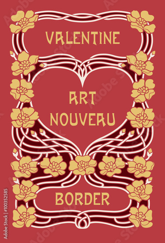 Art Nouveau Valentine's Day border