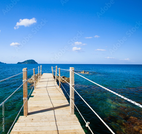 wooden bridge - sea, summer.