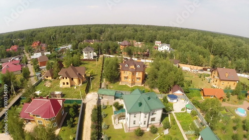 Flight over the russian village near Moscow