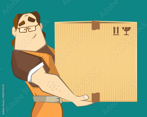 Movers and big cardboard box