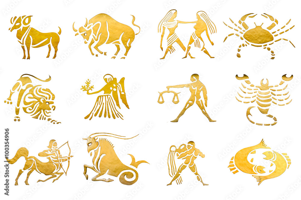 Zodiac and star signs horoscopes isolated on white - obrazy, fototapety, plakaty 