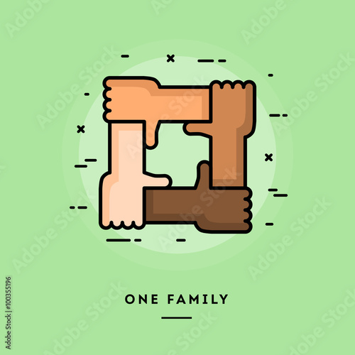 One family, flat design thin line banner, usage for e-mail newsletters, web banners, headers, blog posts, print and more