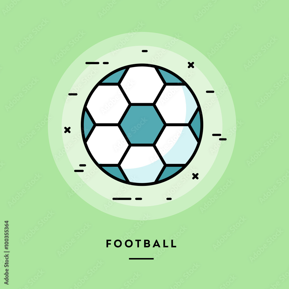 Obraz premium Football, flat design thin line banner, usage for e-mail newsletters, web banners, headers, blog posts, print and more