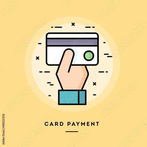 Card payment, flat design thin line banner, usage for e-mail newsletters, web banners, headers, blog posts, print and more
