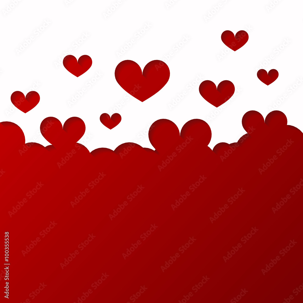 Flying hearts paper. Valentines day. Vector illustration.