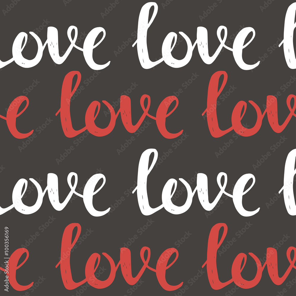 Hand drawn Doodle Seamless Pattern With Hearts.