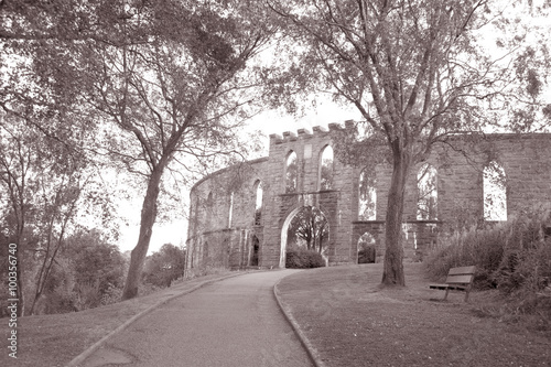 McCaig Tower, Victorian Folly (1890), Oban, Scotland in Black and White, Sepia, Tone