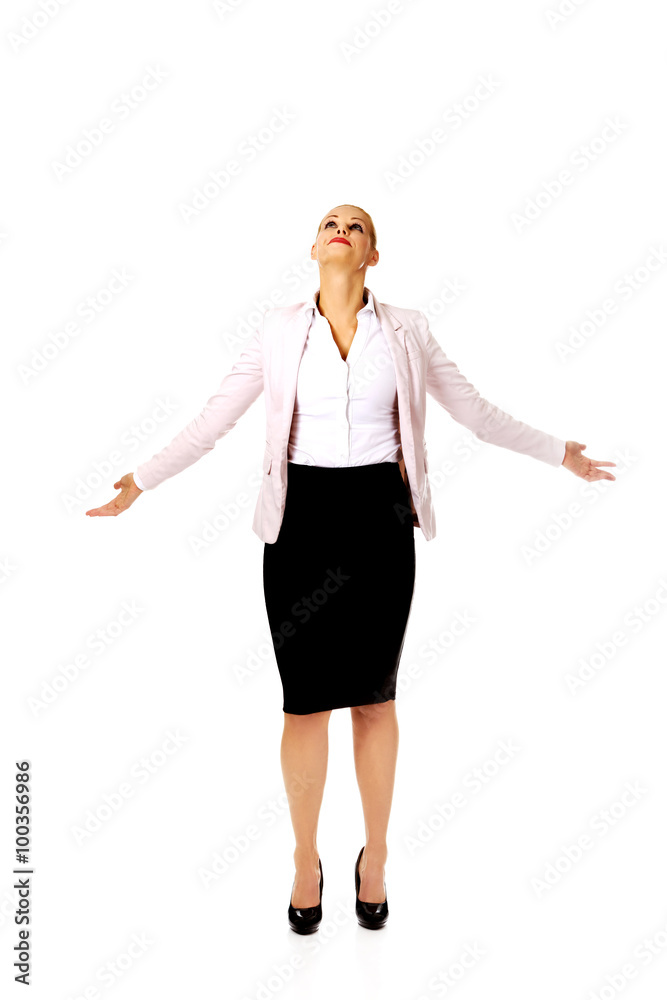 Business woman with outstretched hands Business woman with outstretched hands