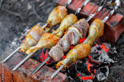 Chicken and pork shashlik