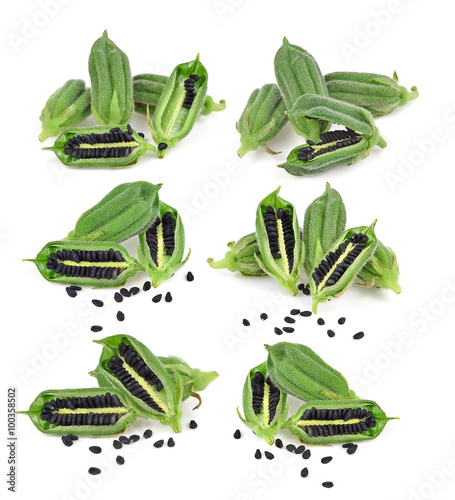 Black Sesame Seeds isolated on white background.