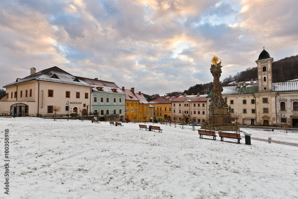 Historic medieval mining town of Kremnica in central Slovakia.