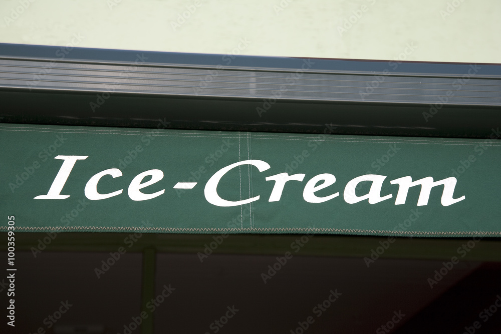 Ice Cream Sign on Green Background